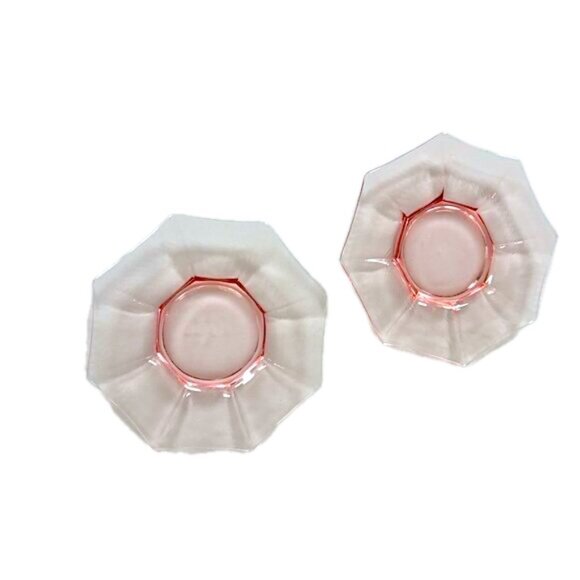 Cambridge Octagonal Pink Depression Glass Dessert Plates Set of 2 - Picture 2 of 5